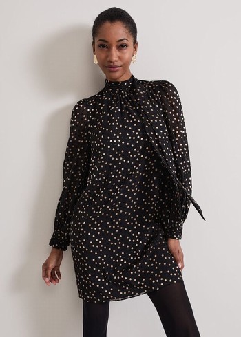 Phase Eight Mabel Dotty Swing Dress Black Canada | HOPJBA-632